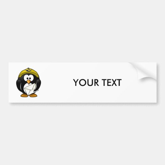 Postman Penguin Bird Cartoon Bumpersticker (Voorkant)