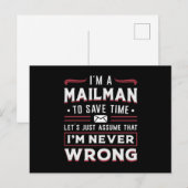 Postman Post Mail Mailman Dag Levering Geschenk Id Briefkaart (Voorkant / Achterkant)