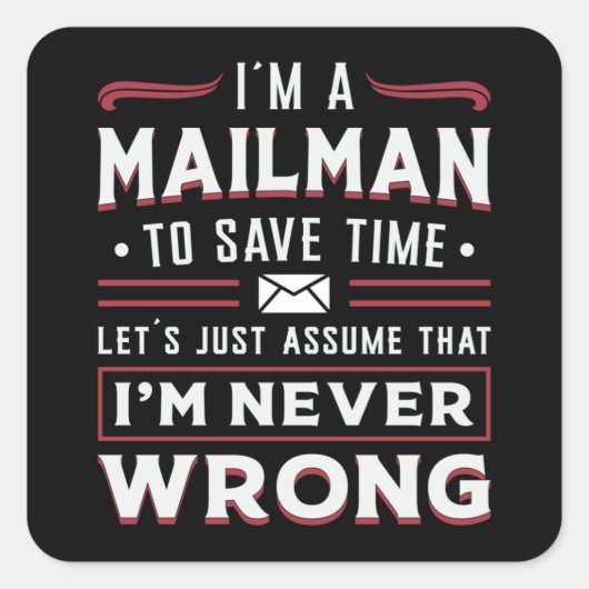 Postman Post Mail Mailman Dag Levering Geschenk Id Vierkante Sticker (Voorkant)