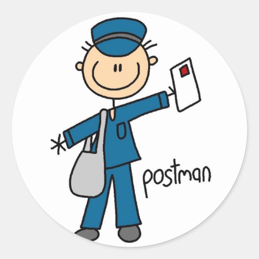 Postman Stick Figuur Sticker (Voorkant)
