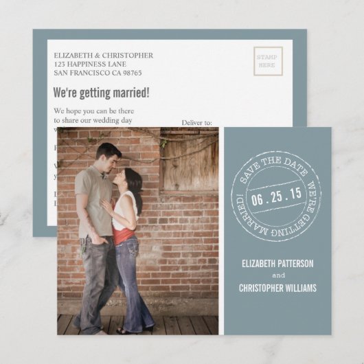 Postmark Trouwfoto Save the Date Briefkaart (Voorkant / Achterkant)