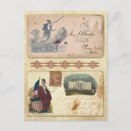 Postmarkeerde Enveloppen uit de burgeroorlog met C Briefkaart (Voorkant)