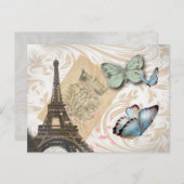 postmarkscripts vlinder Parijs Effiel Tower Briefkaart (Voorkant / Achterkant)