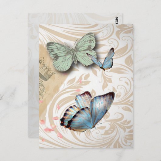 postmarkscripts vlinder Parijs Effiel Tower Briefkaart (Voorkant / Achterkant)