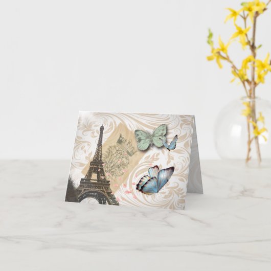 postmarkscripts vlinder Parijs Effiel Tower Kaart (Gele Bloem)