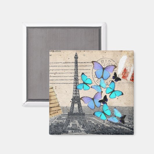 postmarkscripts vlinder Parijs Effiel Tower Magneet (Voorkant / Achterkant)