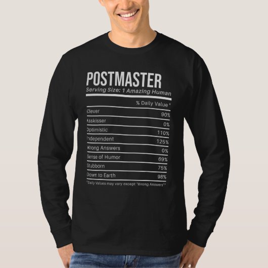 postmaster Nutritional Values  Nutrition Facts T-shirt (Voorkant)