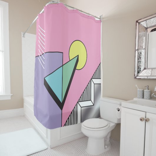 Postmodern geometrisch: Abstracte compositie Douchegordijn (In situ)