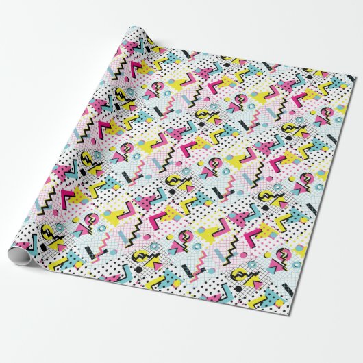 Postmodern Memphis Stijl Patroon Cadeaupapier (Uitgerold)