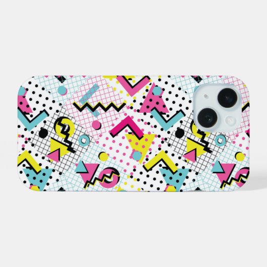 Postmodern Memphis Stijl Patroon iPhone 15 Case (Achterkant horizontaal)