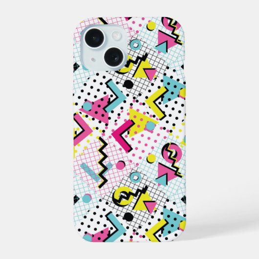 Postmodern Memphis Stijl Patroon iPhone 15 Case (Achterkant)