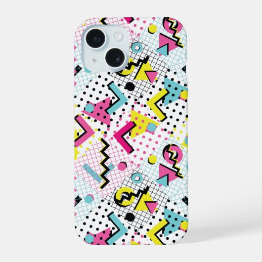 Postmodern Memphis Stijl Patroon iPhone 15 Case (Achterkant)