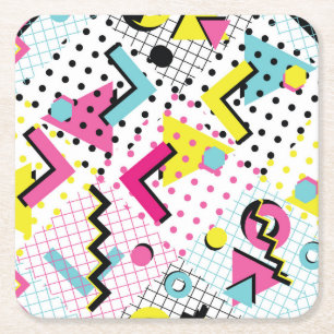 Postmodern Memphis Stijl Patroon Kartonnen Onderzetters