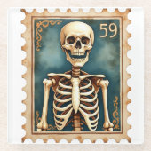 Postmortem No. 59 - Skeleton Stamp Halloween Glazen Onderzetter (Voorkant)