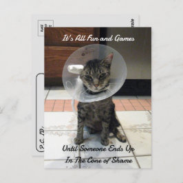 Postovertocht - Oliver The Cats Cone of Shame Briefkaart