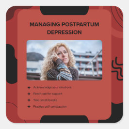 Postpartumdepressie Bewustzijn Design Beheren Vierkante Sticker