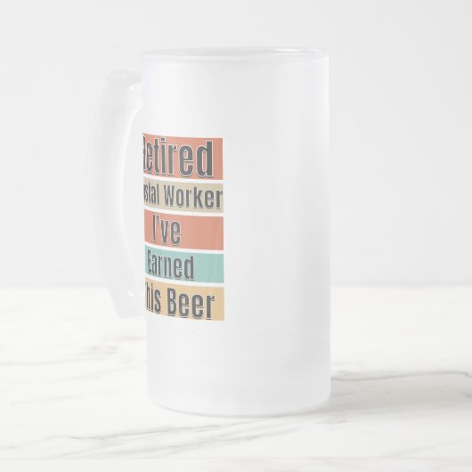 Postpersoneel in ruste. Ik heb deze bier verdiend Matglas Bierpul (Voorkant links)