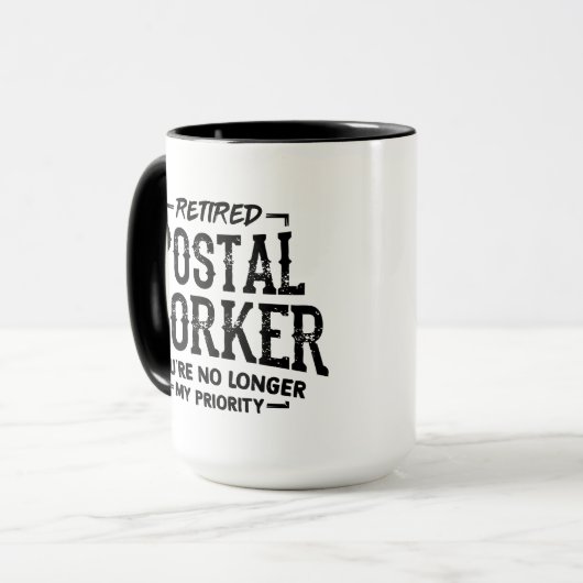 Postpersoneel in ruste, niet langer prioritair mok (Voorkant links)