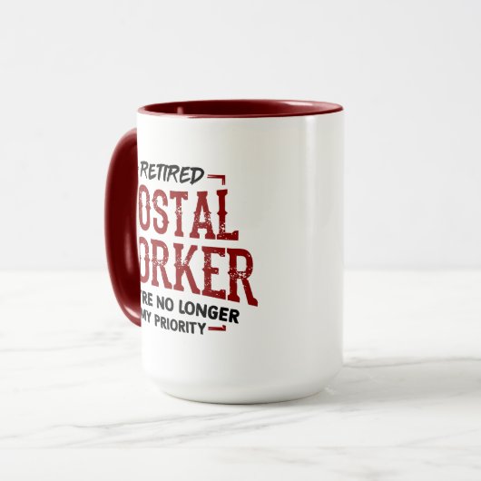 Postpersoneel in ruste, niet langer prioritair mok (Voorkant links)