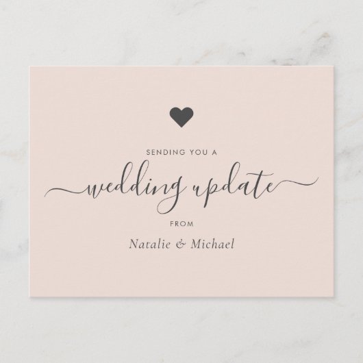 PostPone Weddenschap Update Elegant Script Blush P Briefkaart (Voorkant)