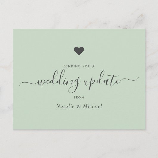 PostPone Wedding Update Elegant Script Greenery Briefkaart (Voorkant)