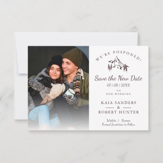 Postponed Wedding Couple Photo Mountain Landscape (Voorkant)