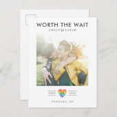 Postponed Wedding LGBTQ Save the Date with Photo Briefkaart (Voorkant / Achterkant)