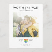 Postponed Wedding LGBTQ Save the Date with Photo Briefkaart (Voorkant)