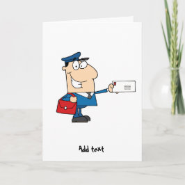 Postpostarbeider cartoon mascot gepersonaliseerd kaart