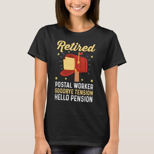 Postpostbejaarde postbediende postbeambte Afscheid T-shirt (Voorkant)