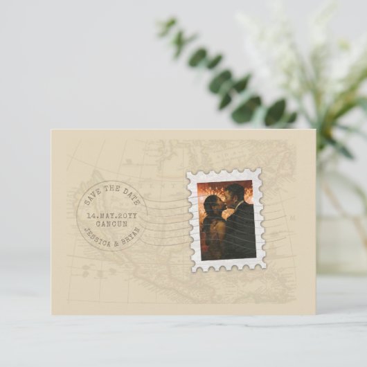 Poststempel en fotostempel Opslaan Datum Save The Date (Staand voorkant)