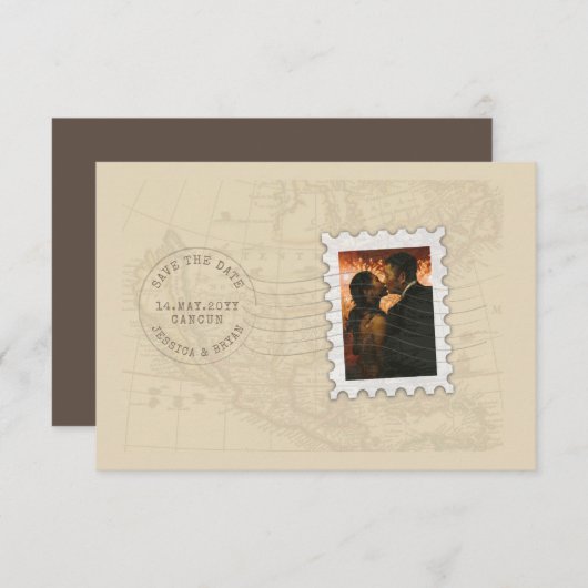 Poststempel en fotostempel Opslaan Datum Save The Date (Voorkant / Achterkant)