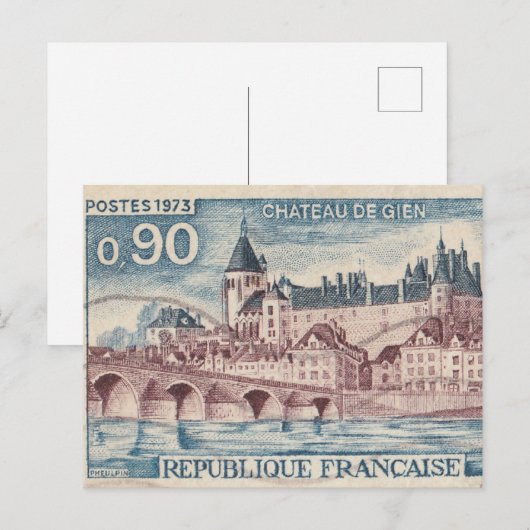 Poststempel in het kasteel van Gien Briefkaart (Voorkant / Achterkant)