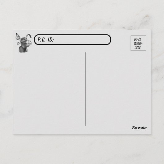 Posttransend Cabine en Donkey in B&W-Briefkaart Briefkaart (Achterkant)