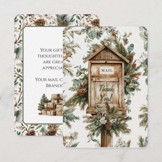 Postvervoerder Bedankt Kaart Vakantie Mailbox (Voorkant / Achterkant)