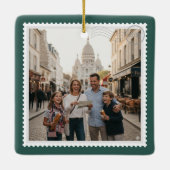 Postzegel 2 foto groen vierkant keramisch ornament (Achterkant)