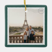 Postzegel 2 foto groen vierkant keramisch ornament (Voorkant)