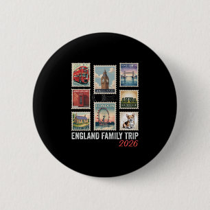 Postzegel Engeland Familie Reis 2026 London Eye Ronde Button 5,7 Cm