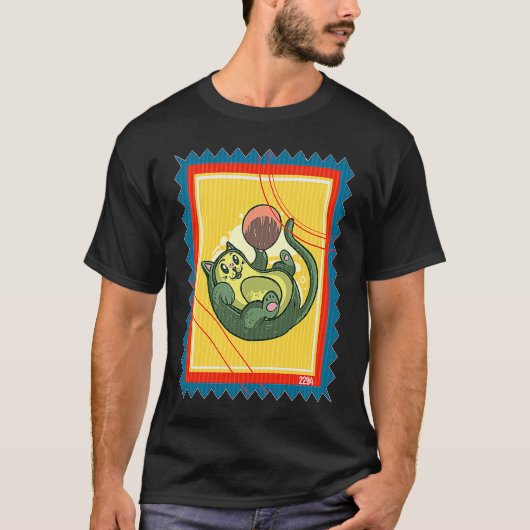 Postzegel Groente Kat Avocado T-shirt (Voorkant)