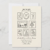 Postzegel Handgetekende Save The Date Kaart (Voorkant)