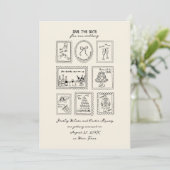 Postzegel Handgetekende Save The Date Kaart (Staand voorkant)