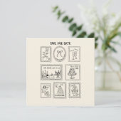 Postzegel Handgetekende Save The Date Kaart (Staand voorkant)