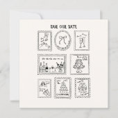 Postzegel Handgetekende Save The Date Kaart (Voorkant)