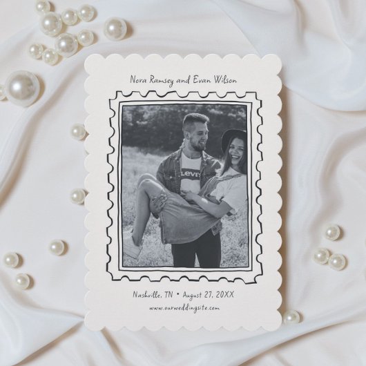 Postzegel Handgetekende Save The Date Kaart