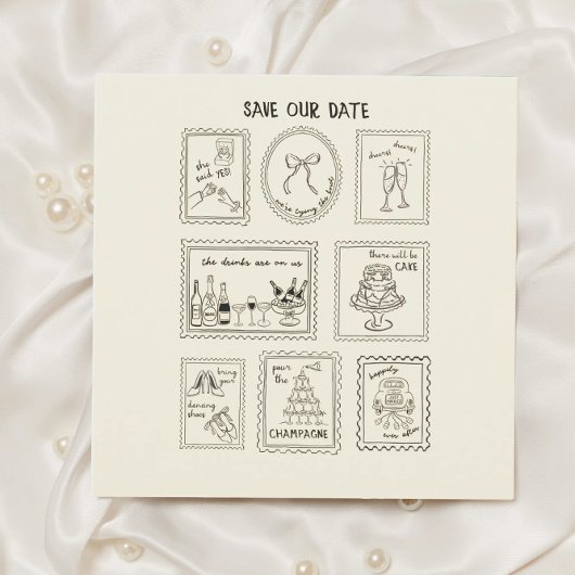 Postzegel Handgetekende Save The Date Kaart