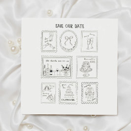 Postzegel Handgetekende Save The Date Kaart