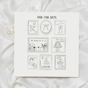Postzegel Handgetekende Save The Date Kaart