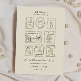 Postzegel Handgetekende Save The Date Kaart