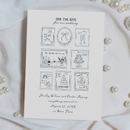 Postzegel Handgetekende Save The Date Kaart