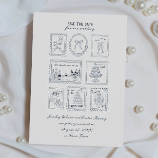Postzegel Handgetekende Save The Date Kaart